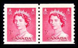 Canada (Scott No. 332 - Reine / Elizabeth / Queen) [**] Paire / Pair -  TB / VF - Coil Stamps
