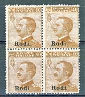 Rodi, Isole Dell'Egeo 1912 SS 72 N 6 C. 40 Bruno MNH Bella QUARTINA - Egée (Rodi)