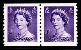 Canada (Scott No. 333 - Reine / Elizabeth / Queen) [**] Paire / Pair -  TB / VF - Coil Stamps