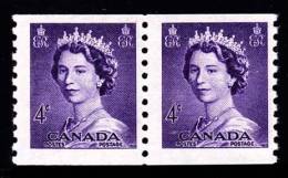 Canada (Scott No. 333 - Reine / Elizabeth / Queen) [**] Paire / Pair -  B / F - Coil Stamps