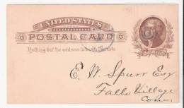 Postal Card Jefferson 1 Cent PC4 - Hartford & Conn. Western R.R. Coal Shipment 1886 - ...-1900