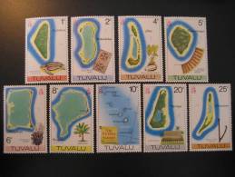 TUVALU Yvert 84/92 ** Unhinged Island Islands Map Maps Cartography Mapping Geography - Inseln