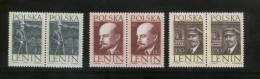 POLAND 1962 50TH ANNIV LENIN VISIT TO POLAND SET OF 3 NHM PAIRS COMMUNISM RUSSIA SOVIET - Ongebruikt