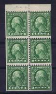 USA: Booklet  Pane 1912  405 B , Top 2 Stamps MH/*, Rest = MNH/** - 1. ...-1940
