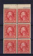 USA: Booklet  Pane 1912  406 A , Top 2 Stamps MH/*, Rest = MNH/** - ...-1940