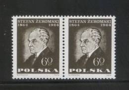 POLAND 1964 100TH BIRTH ANNIV STEFAN ZEROMSKI NHM HORIZ PAIR Polish Novelist & Dramatist Author Writer Art Paintings - Ongebruikt