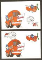 Portugal Félicitations Camion Postal Avion 2 Carte Maximum 1989 Portugal Congratulations Postal Truck Plane Maxicard - Cartes-maximum (CM)