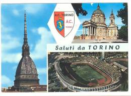 B3012 Saluti Da Torino - Mole Antonelliana - Basilica Di Superga - Stadio Comunale / Viaggiata 1965 - Mole Antonelliana