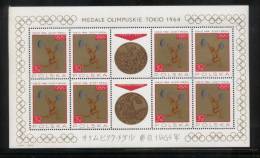 POLAND 1965 OLYMPICS MEDAL WINNERS JAPAN TOKYO SET OF 8 SHEETS NHM Weightlifting Boxing Hurdles Fencing Jump Volleyball - Ongebruikt