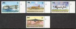 British Indian Ocean Territory 1992 - Visiting Aircraft - Right Side Marginals Plate 1B/1D SG124-127 MNH Cat £8.75+ - Brits Indische Oceaanterritorium