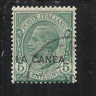 LA CANEA 1907 - 1912 5 CENT. ITALY OVERPRINTED SOPRASTAMPATO D´ ITALIA USED TIMBRATO - La Canea