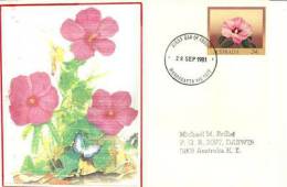 AUSTRALIE. Rose Du Désert De Sturt (Gossypium Sturtianum) SUR ENTIER POSTAL 1981 - Brieven En Documenten