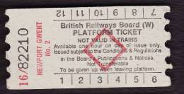 Railway Platform Ticket NEWPORT GWENT No.2 BRB(W) Red Diamond AA - Europa