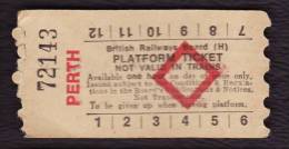 Railway Platform Ticket PERTH BRB(H) Red Diamond AA - Europe