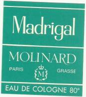Etiquette Parfum Réf.014. Eau De Cologne - Madrigal - Molinard - Paris Grasse - Etiketten