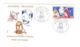 Premier Jour D´ Emission, FDC: Polynesie Français, Papeete, Centenaire De La 1ère Liaison Telephonique, G. Bell 15-09-76 - FDC