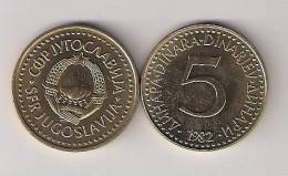 Yugoslavia 5 Dinara 1982.   KM#88 High Grade - Yougoslavie