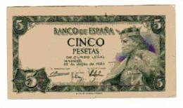 BILLET ESPAGNE - P.146 - CINCO PESETA - 22 JUILLET 1954 - ALPHONSE X - MUSEE ET BIBLIOTHEQUE DE MADRID - 5 Pesetas