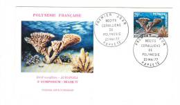 Premier Jour D´ Emission, FDC: Polynesie Française, Papeete, Recif Corallien, Acropora, 3è Symposium Miami 77, 23-05-77 - FDC