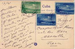 CUBA - CARTE POSTALE PAR AVION AVEC BEL AFFRANCHISSEMENTEN POSTE AERIENNE. - Lettres & Documents