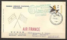 Argentine Argentina 1965 N° PA 104 O FDC, Avion, Premier Jour, Surchargé, Montevideo, Uruguay, Cheval, Air France, Flag - Covers & Documents