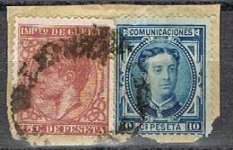 Fragmento Alfonso XII Impuesto Guerra, Fechador VALENCIA, Num 175 Y 188 º - Used Stamps