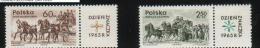 POLAND 1965 STAMP DAY SET OF 2 NHM Horses Carriages Stagecoaches Art Paintings Stamp Postal Services - Ongebruikt