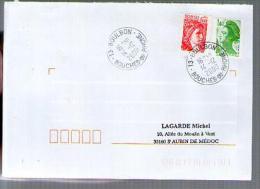 France Lettre CAD Boulbon 14-12-2000 / Tp Sabine Roulette 2158 & Liberté 2191 - Coil Stamps