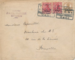 902/20 -- Lettre TP Germania Etapes Censure GENT 1916 Vers BXL - Cachet Paul Galle à SOTTEGEM - OC26/37 Territoire Des Etapes