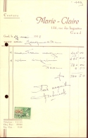 Factuur Brief Lettre Gent - Couture Marie Claire - Bagattenstraat 135 Gent 1938 - 1900 – 1949