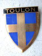 ANCIENNE PLAQUE DE SCOOTER EMAILLEE ANNEE 1950 TOULON 83 EXCELLENT ETAT AUCUNS ECLATS DRAGO PARIS - Autres & Non Classés