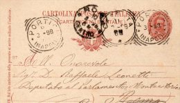 1898  CARTOLINA CON ANNULLO PORTICI NAPOLI - Stamped Stationery