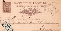 1886  CARTOLINA CON ANNULLO  BIANCO REGGIO - Ganzsachen