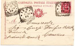 1896 CARTOLINA CON ANNULLO JESI + CAMERINO MACERATA - Stamped Stationery