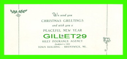 BLOTTER - BUVARD - RILEY INSURANCE AGENCY, BRUNSWICK, MAINE - CHRISTMAS GREETINGS - DIMENSION 9 X 20 Cm - - Bank En Verzekering