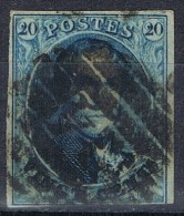 Sello 20 Cts BELGICA Medallones Gride 24, 1851, Num 7 º - 1851-1857 Medaillen (6/8)