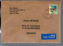 Lettre Cover Par Avion Via Air Mail Du Japon Japan Nippon Pour La France - CAD Hiroshimanishi 1-05-2006 / Tp Oiseau - Storia Postale