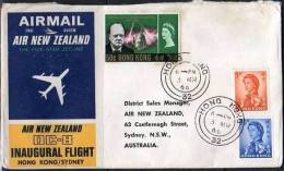 AIR NEW ZEALAND DC-8 FIRST FLIGHT HONG KONG-SYDNEY 1966 - Lettres & Documents