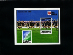 NEW ZEALAND - 1991  RUGBY WORLD CUP MS OVERPRINTED PHILANIPPON EXPO MINT NH - Blocks & Kleinbögen