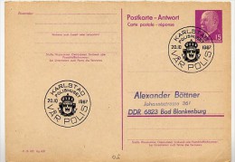 POLIZEI KARLSTAD Schweden 1967 Auf  DDR P74 A Antwort-Postkarte - Policia – Guardia Civil