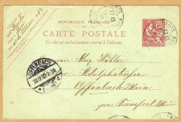 Carte Entier Postal Paris à Effenbach A/Rhein Bei Frankfurt Allemagne - Autres & Non Classés