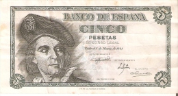 BILLETE DE ESPAÑA DE 5 PTAS DEL 1948 SERIE K CALIDAD BC+ (BANKNOTE) - 5 Pesetas