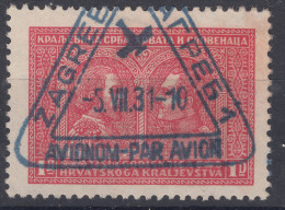 Yugoslavia Kingdom 1929 Early Airmail, Scarce Triangle Cancelation - Usati