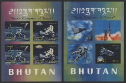 BHUTAN, SPACE TWO SOUVENIR SHEETS 1970-71, MNH - Bhutan