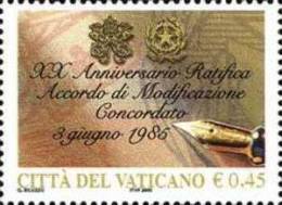 CITTA´ DEL VATICANO - VATIKAN STATE - ANNO 2005 -  CONCORDATO TRA SANTA SEDE E ITALIA  - ** MNH - Nuovi