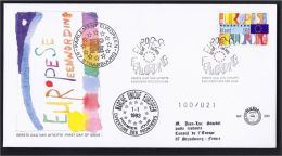 PAYS-BAS NIEDERLANDE HOLLAND MARCHE UNIQUE EUROPEEN OUVERTURE FRONTIERES  1993 CONSEIL DE L´EUROPE  FDC 100 Ex. - Lettres & Documents