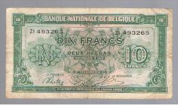 BELGICA - 10 Francs 1943 Circulado P-122 - A Identifier