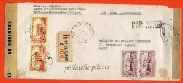 MARTINIQUE LETTRE CENSUREE RECOMMANDEE DE 1944 DE FORT DE FRANCE POUR ALGER ALGERIE - Covers & Documents