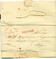 Belgique -Précurseur Stavelot Vers Liège Du 09/03/1837, Cachet à Date "STAVELOT" (H9), Griffe "PORT PAYE" Rouge, Superbe - 1830-1849 (Unabhängiges Belgien)