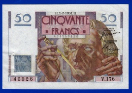BILLET BANQUE DE FRANCE 50 FRANCS LE VERRIER V. 176 N° 46926 DU 1-2-1951.H. TYPE 1946 SPLENDIDE - NOTRE SITE Serbon63 - 50 F 1946-1951 ''Le Verrier''